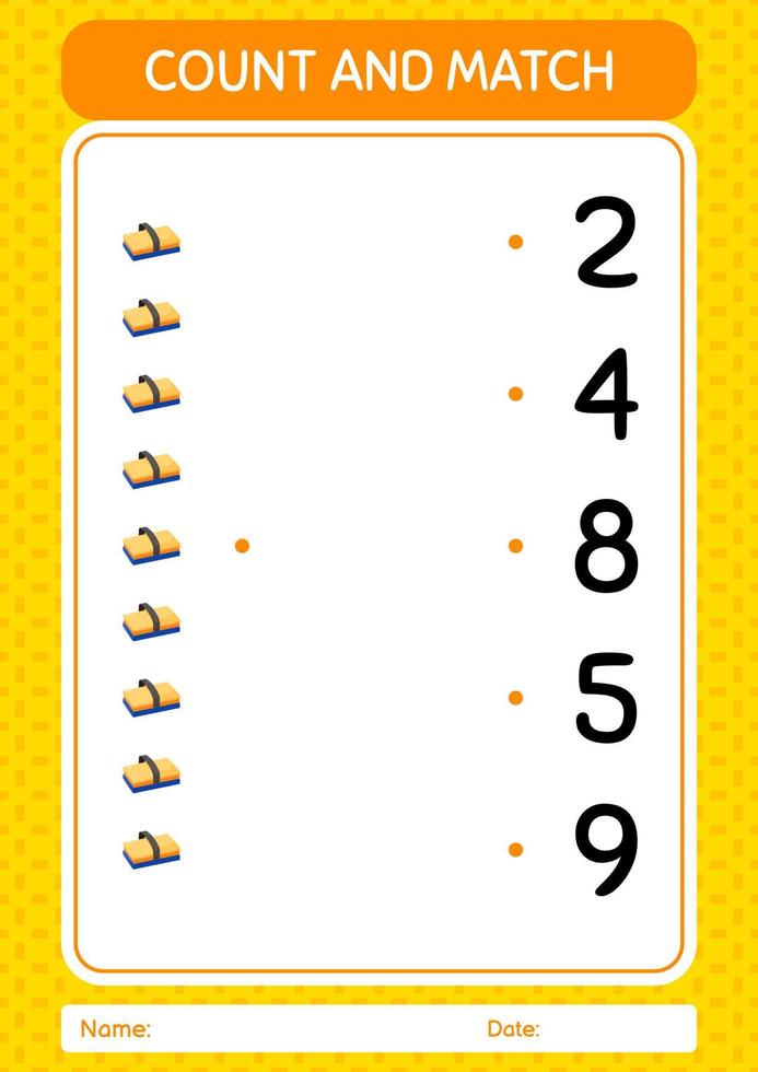 tel en match spel met krijtbordwisser. werkblad voor kleuters, activiteitenblad voor kinderen vector