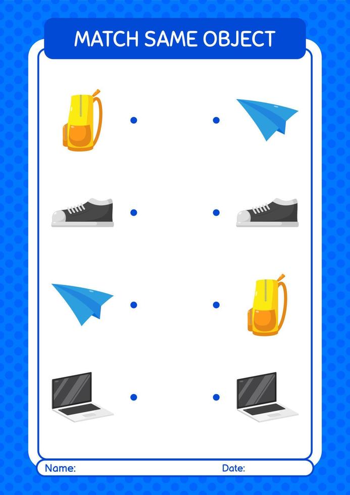 match met hetzelfde object spel zomer icoon. werkblad voor kleuters, activiteitenblad voor kinderen vector