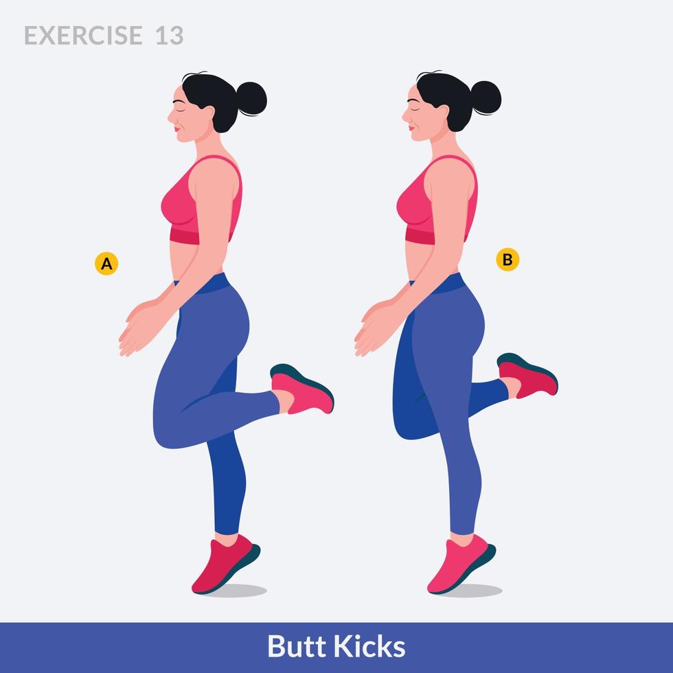 kont schopt oefening, vrouw training fitheid, aëroob en opdrachten. vector