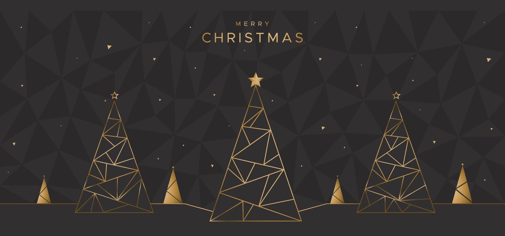 meetkundig ontwerp met Kerstmis bomen Aan de zwart veelhoekige achtergrond. uniek ontwerp voor poster, groet kaart, folder vector