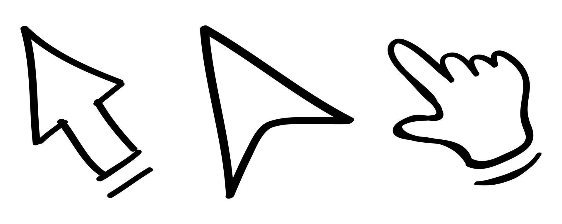 hand- getrokken wijzer cursor pictogrammen in tekening stijl vector