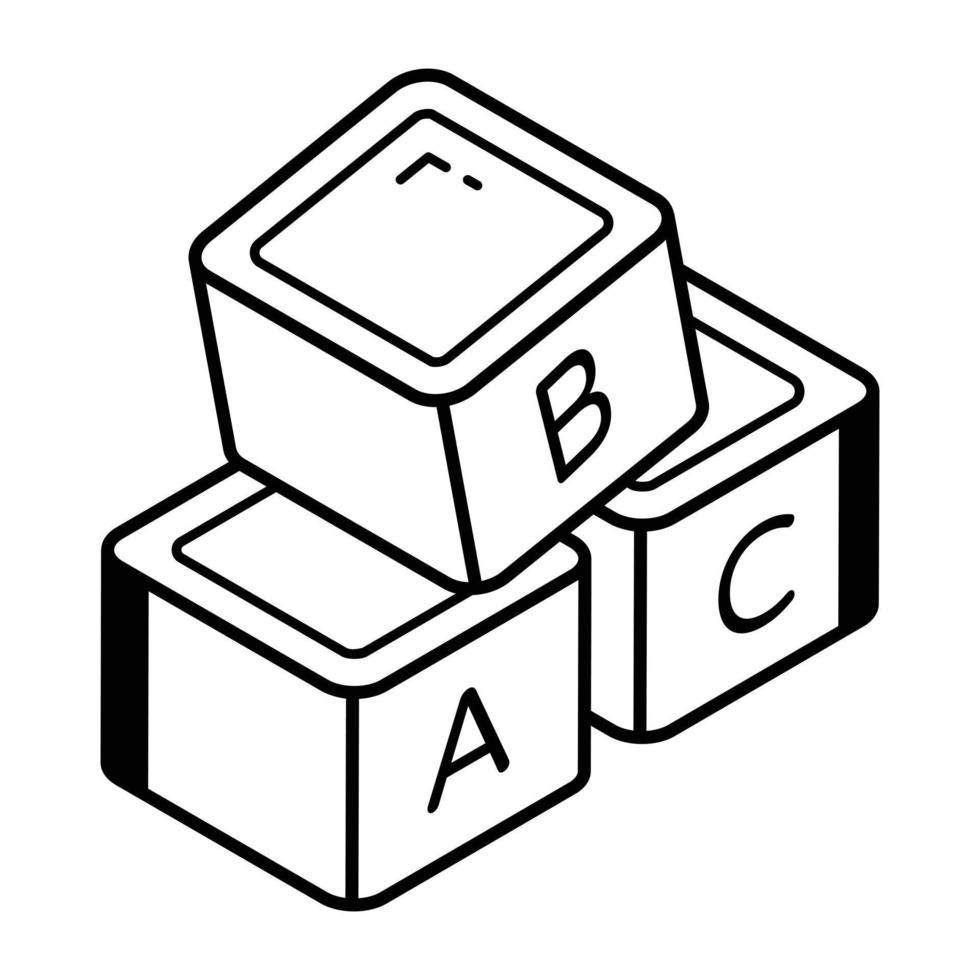 alfabet blokken in bewerkbare isometrische icoon vector