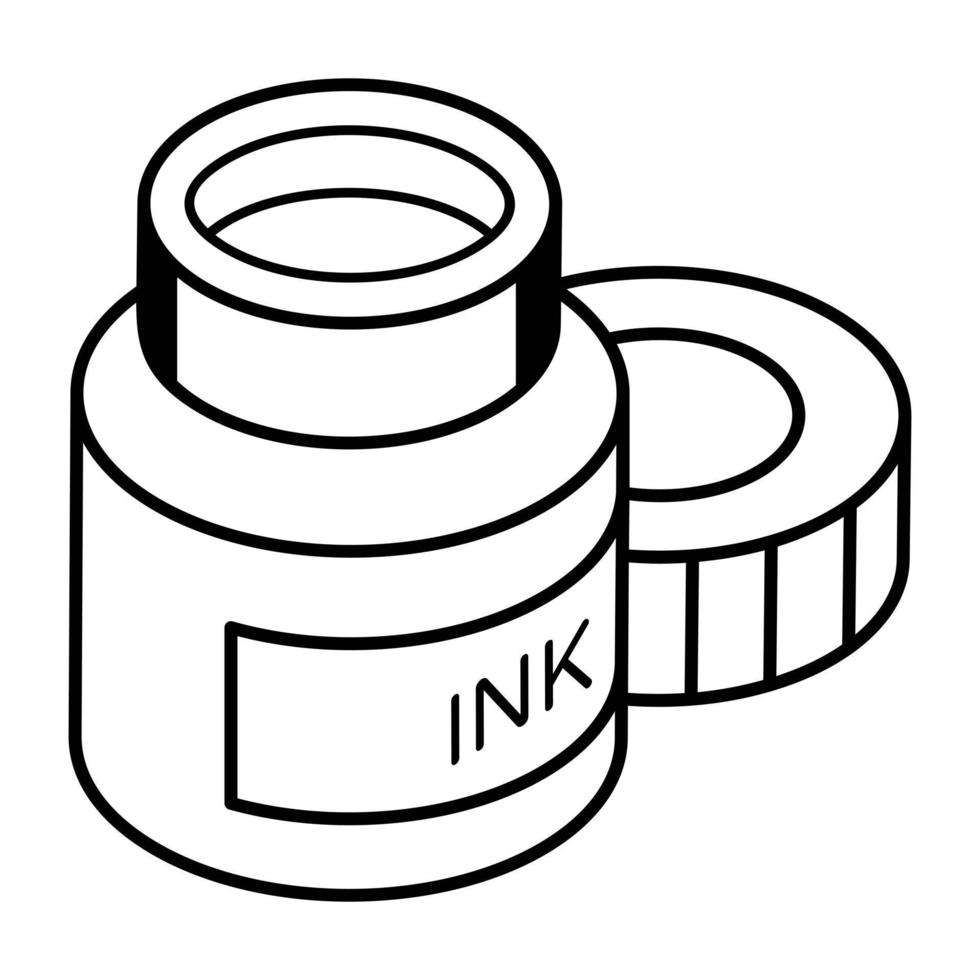 een inkt pot lijn isometrische icoon vector