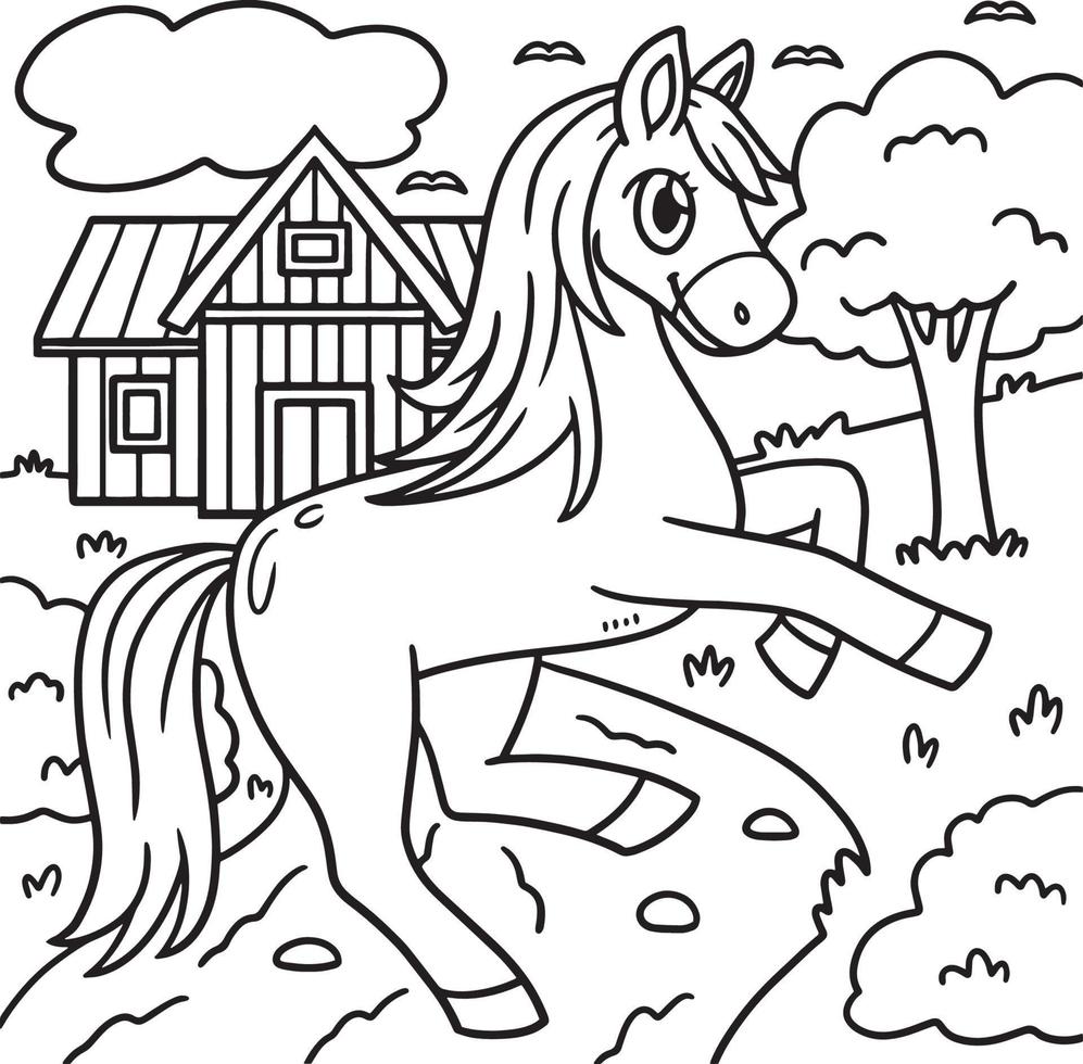 paard dier kleur bladzijde voor kinderen vector