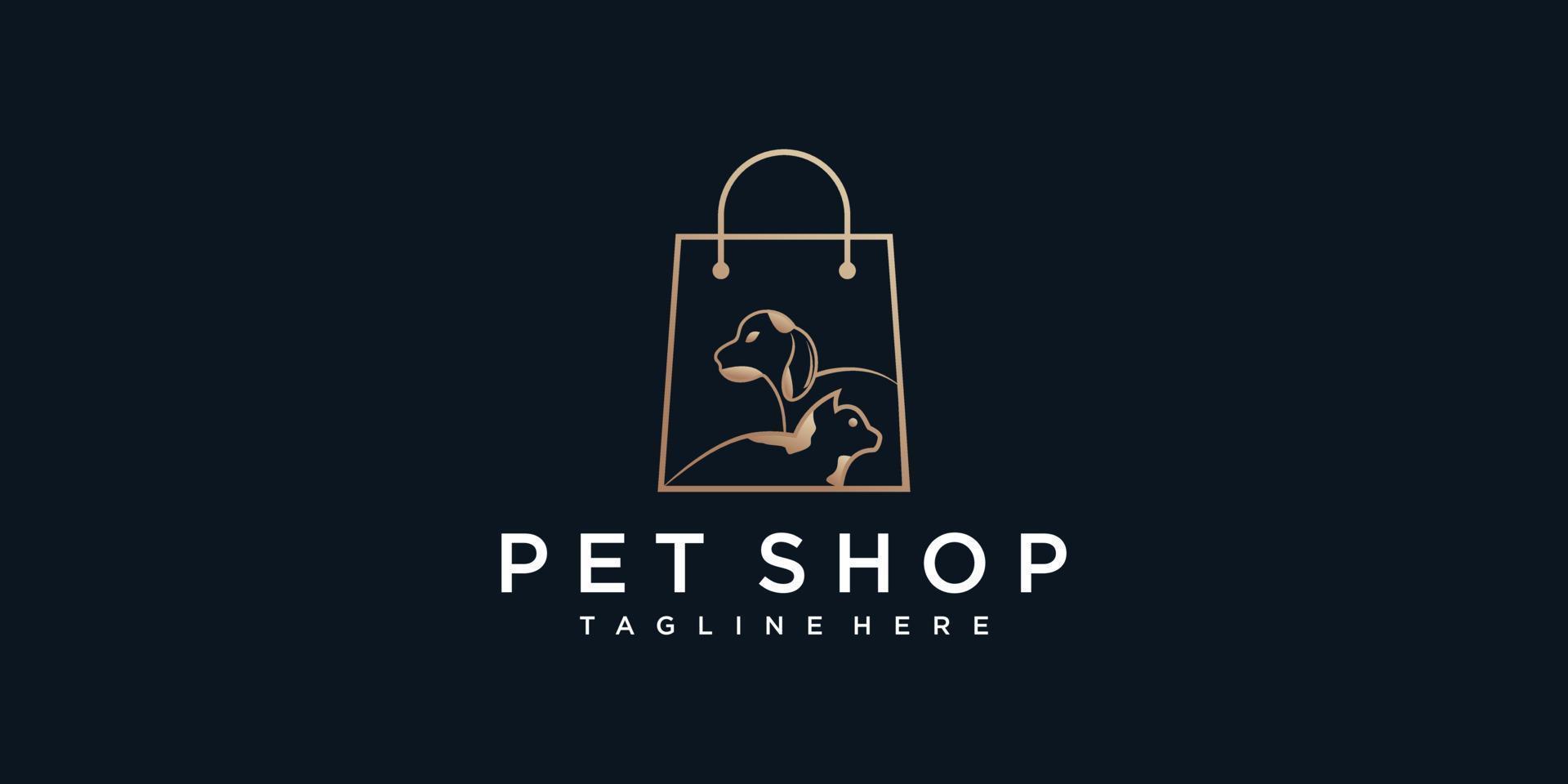 hond en kat huisdier winkel logo premie vector