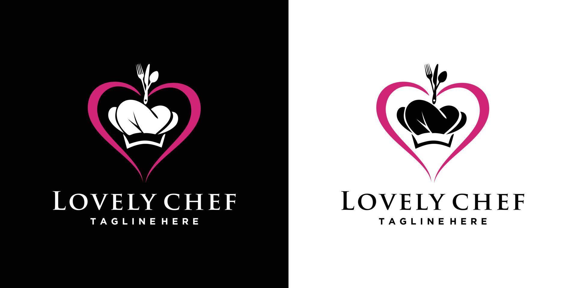 chef en hart logo ontwerp voor bedrijf met creatief element vector
