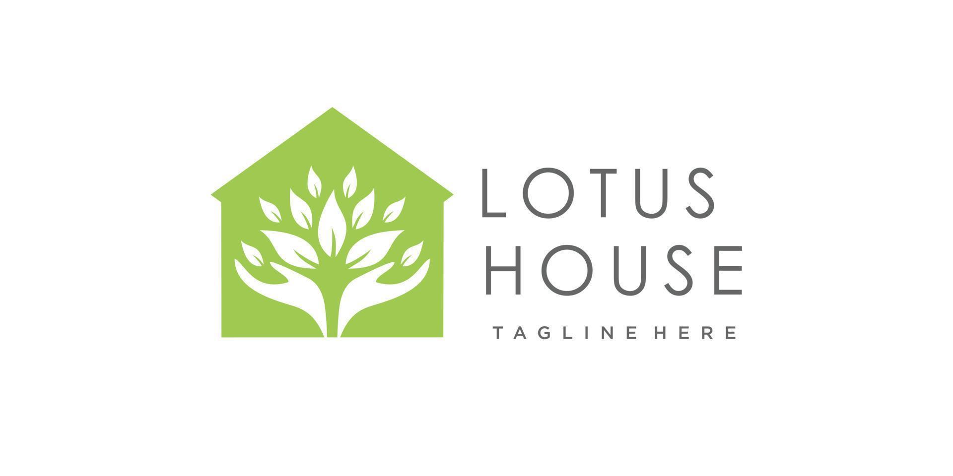 lotus huis logo ontwerp met creatief concept premie vector