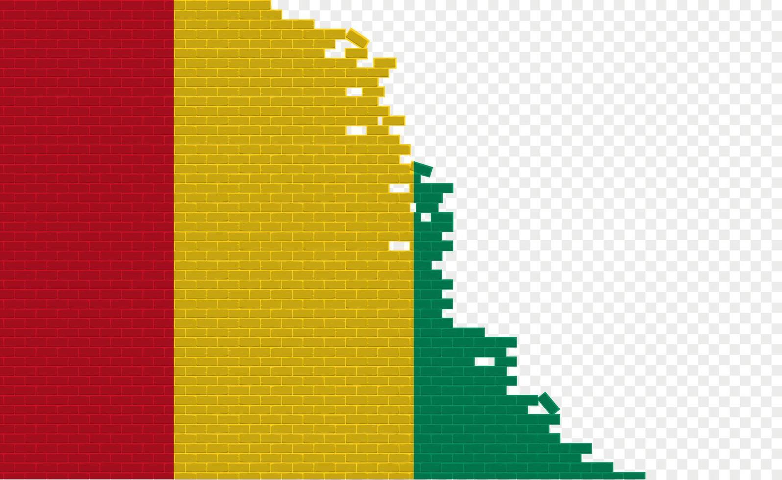 Guinea vlag Aan gebroken steen muur. leeg vlag veld- van een ander land. land vergelijking. gemakkelijk bewerken en vector in groepen.