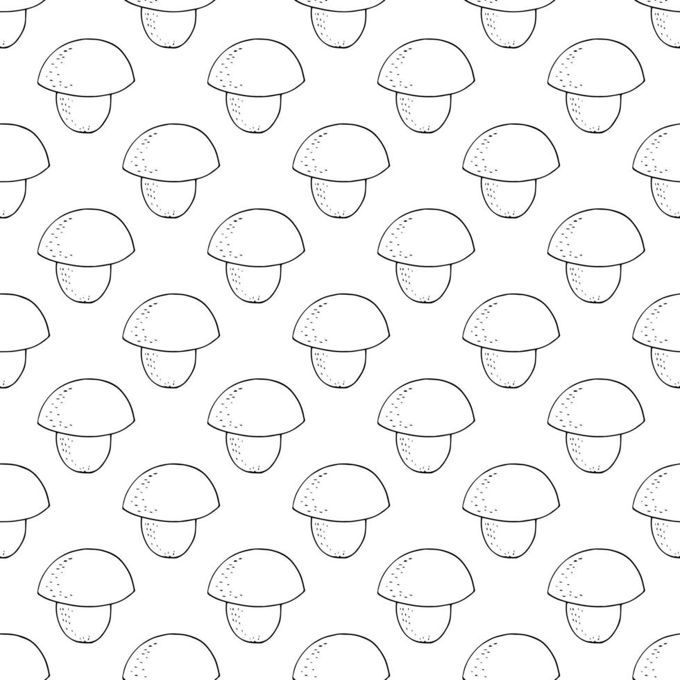 paddestoel naadloos patroon hand- getrokken. , minimalisme, scandinavisch, monochroom, noords. porcini paddestoel textiel behang omhulsel papier achtergrond vector