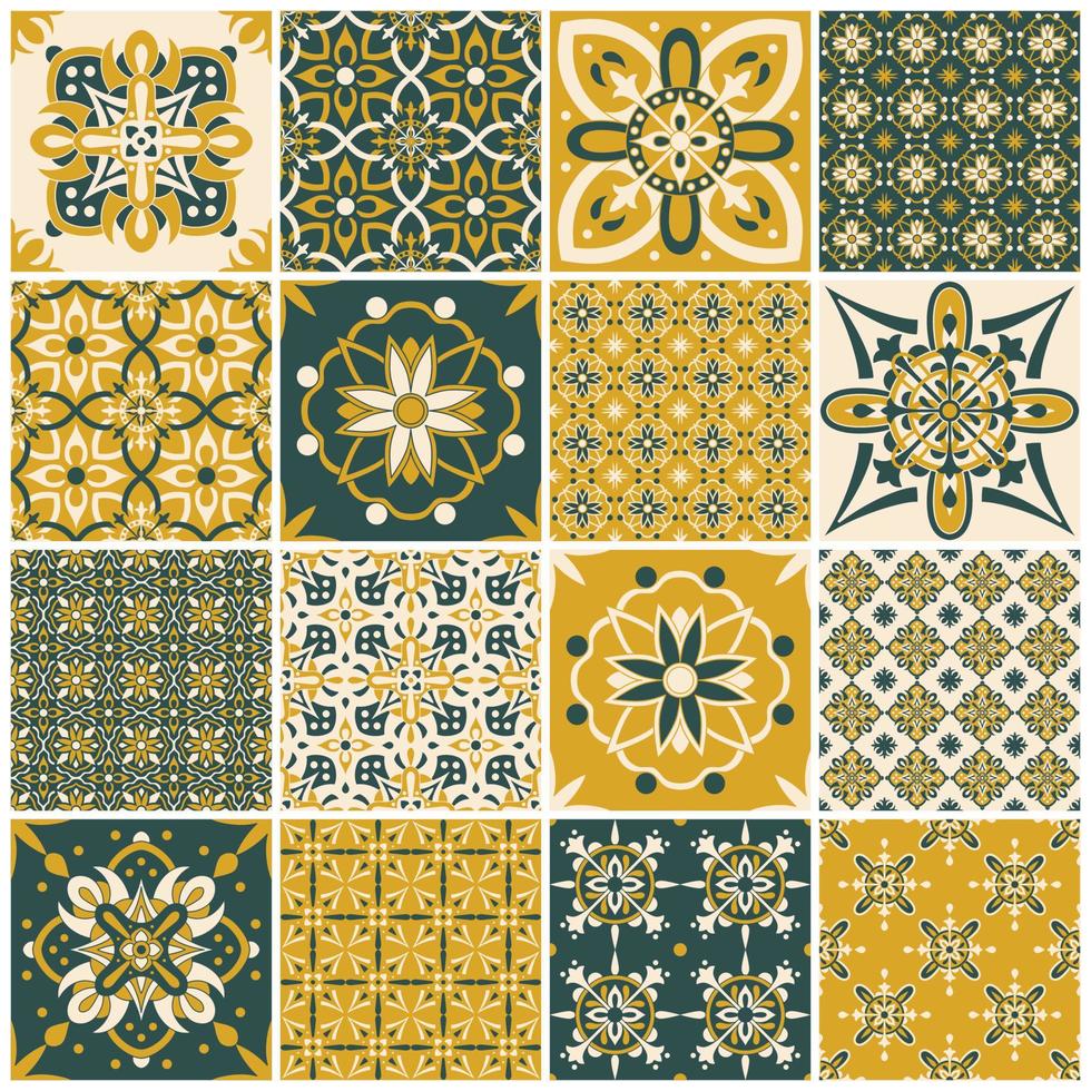 traditionele sierlijke Portugese tegels azulejos. vintage patroon voor textielontwerp. vector