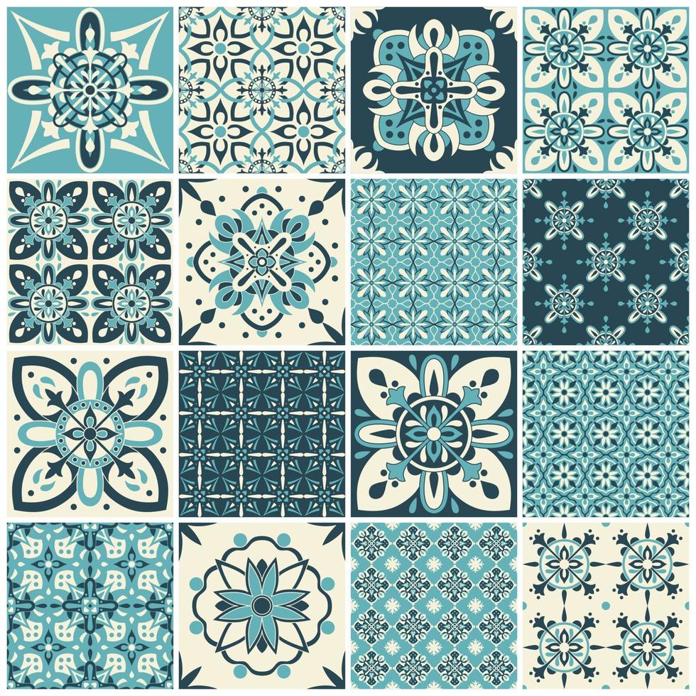 traditionele sierlijke Portugese tegels azulejos. vintage patroon voor textielontwerp. vector