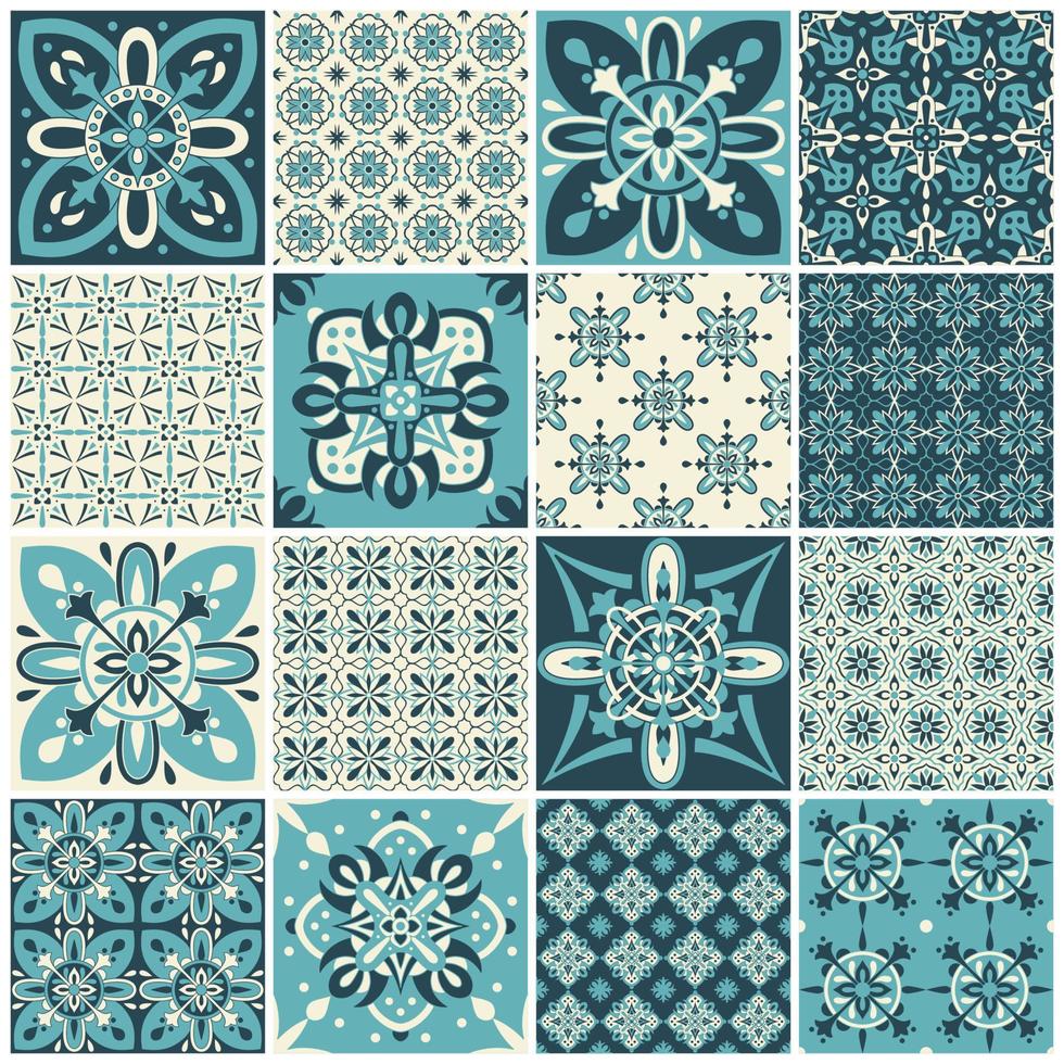 traditionele sierlijke Portugese tegels azulejos. vintage patroon voor textielontwerp. vector