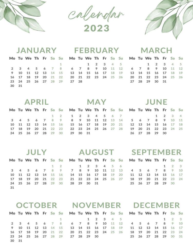 2023 kalender jaar vector