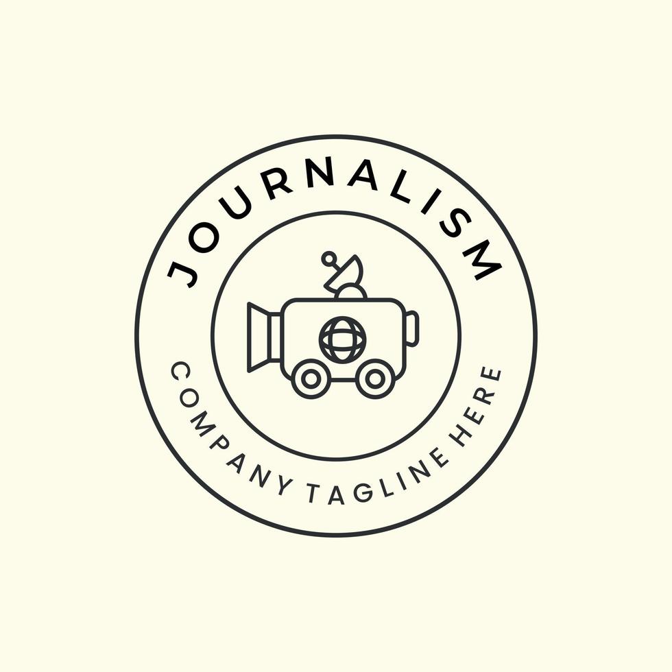 journalistiek met lineair en embleem stijl logo vector icoon ontwerp. camera, nieuws sjabloon illustratie