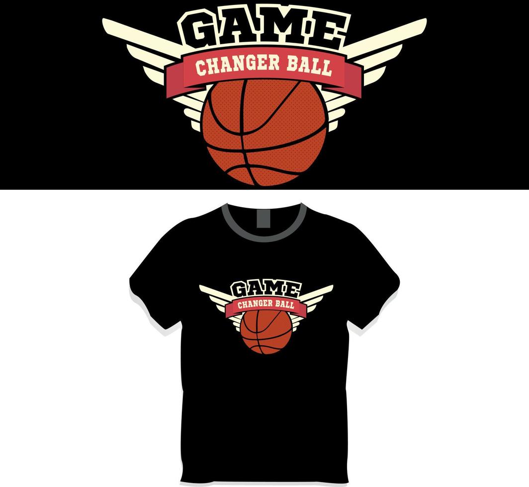 basketbal t-shirt- spel wisselaar bal t-shirt ontwerp concept vector