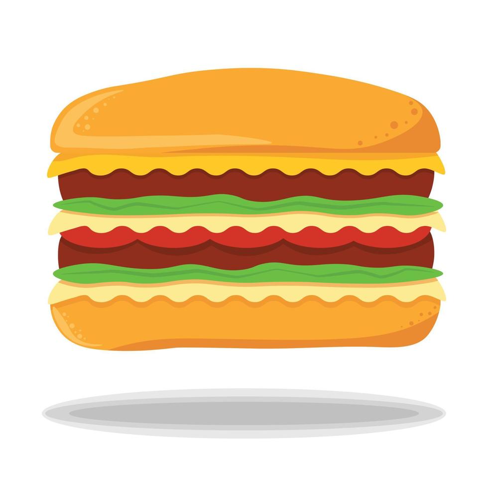 hamburger icoon. platte vector illustratie pictogram sappige heerlijke hamburger of cheeseburger geïsoleerd op een witte achtergrond.