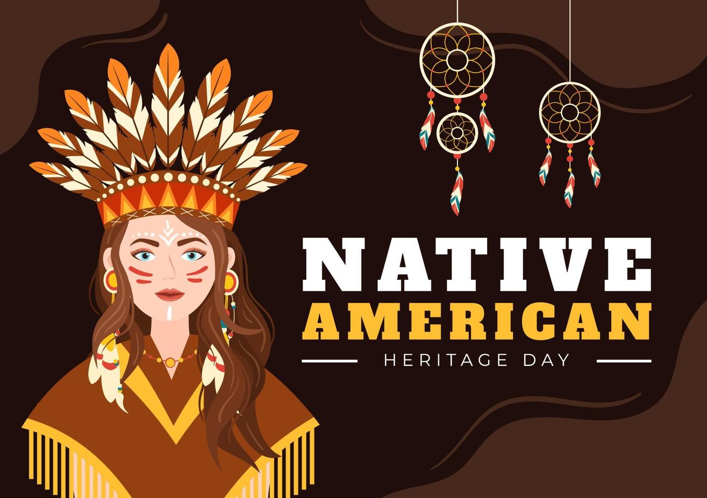 inheems Amerikaans erfgoed dag sjabloon hand- getrokken tekenfilm vlak illustratie naar herken de prestaties en bijdragen van tribal Indisch cultuur vector