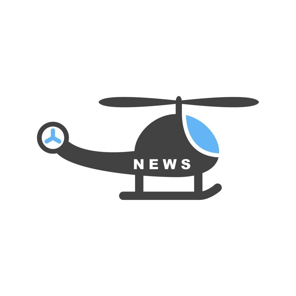 nieuws helikopter glyph blauw en zwart icoon vector