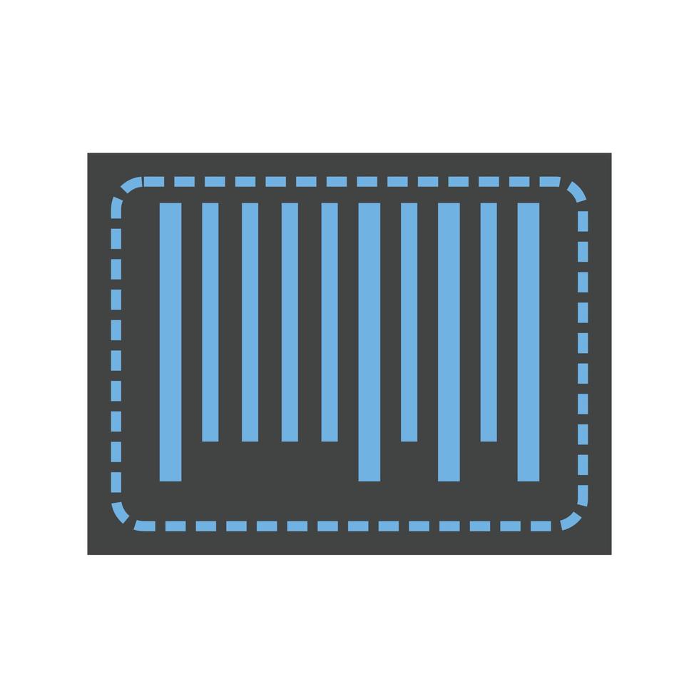 snijdend bar code glyph blauw en zwart icoon vector