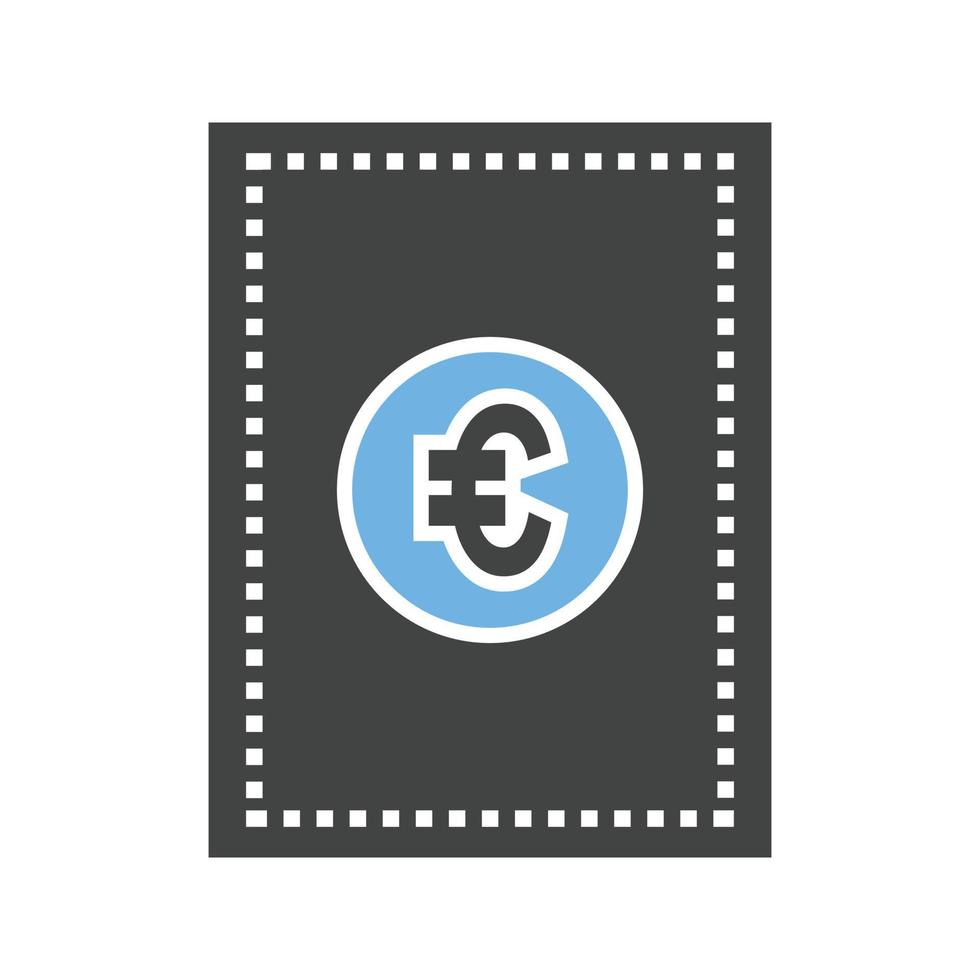 euro Bill glyph blauw en zwart icoon vector