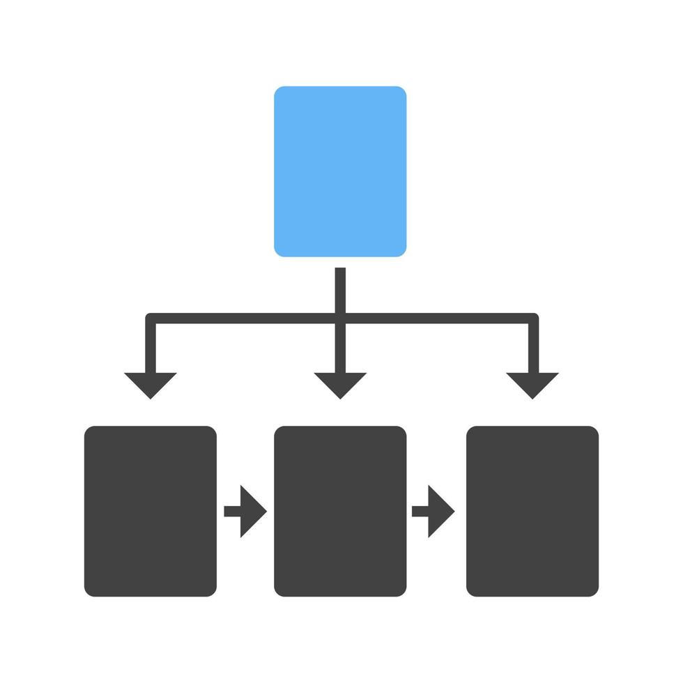 flowchart glyph blauw en zwart icoon vector