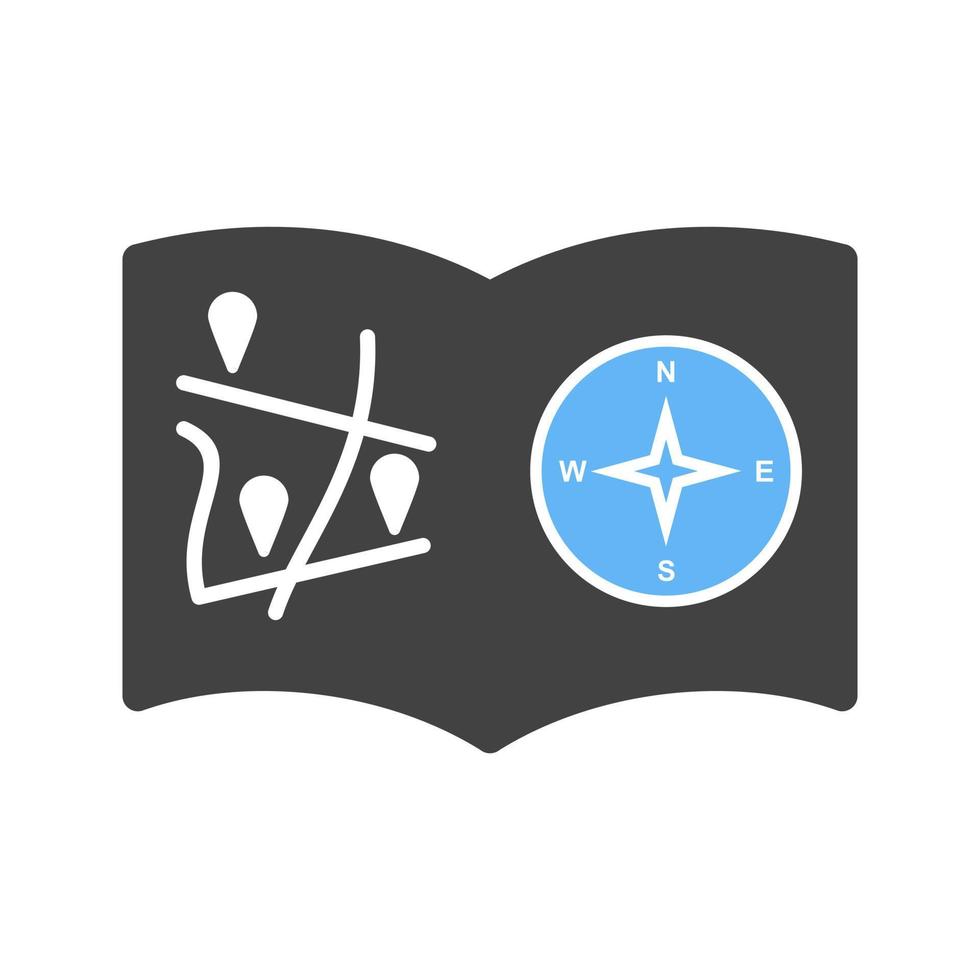 routebeschrijving boek glyph blauw en zwart icoon vector