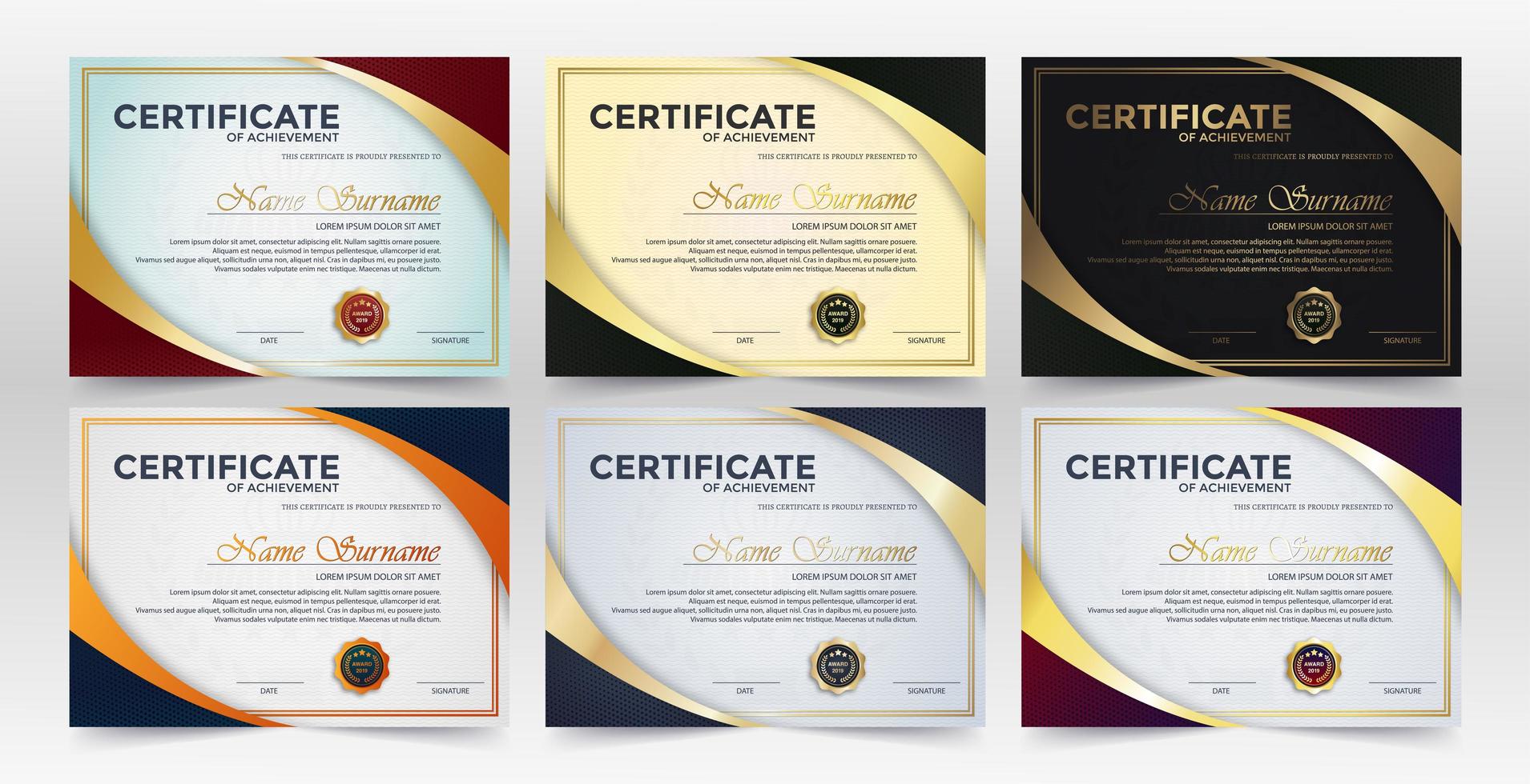 prestatiecertificaat beste award diploma set vector