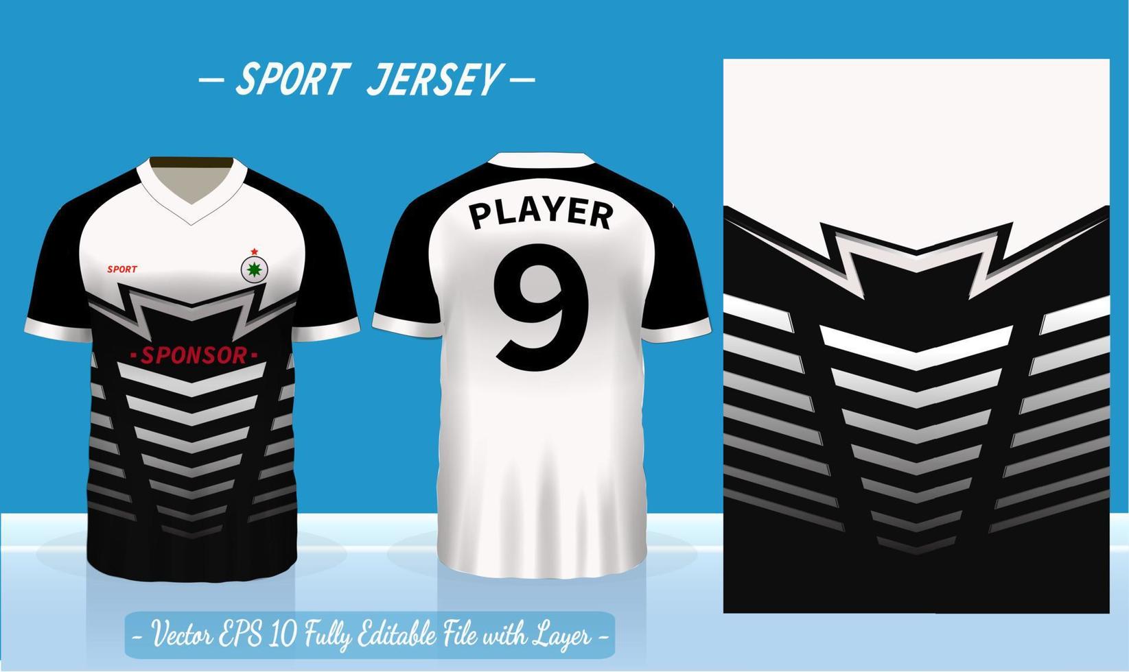 sport jersey en t-shirt sjabloon sport jersey ontwerp vector mockup. sportontwerp voor voetbal, badminton, racen, gaming-jersey.