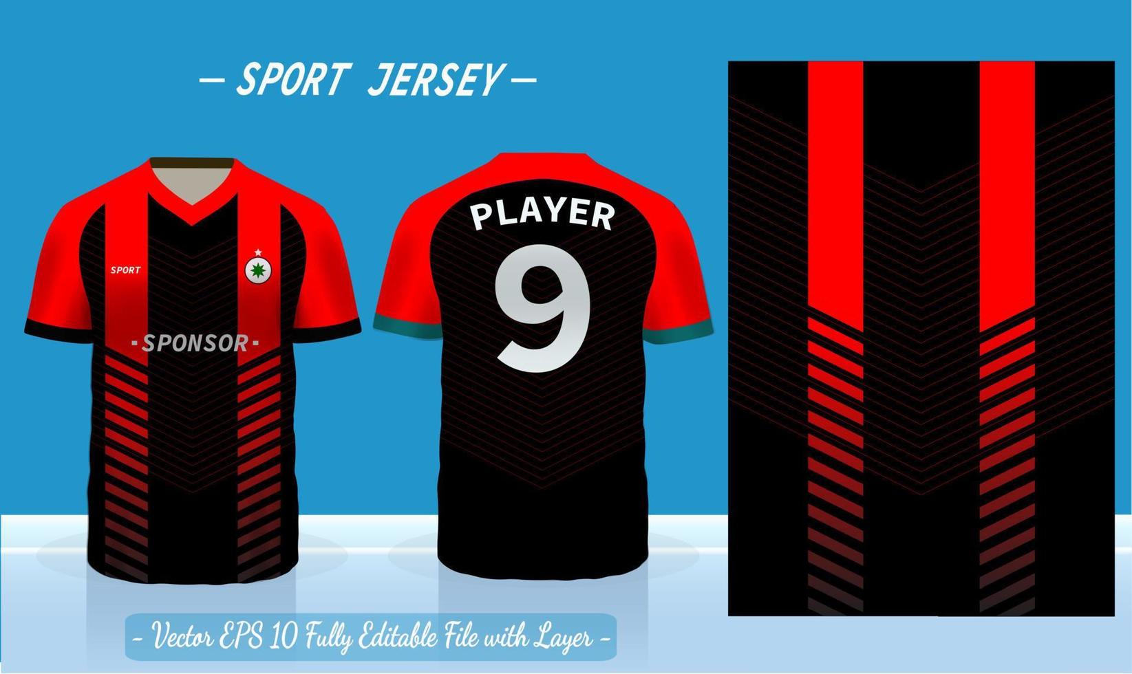 sport jersey en t-shirt sjabloon sport jersey ontwerp vector mockup. sportontwerp voor voetbal, badminton, racen, gaming-jersey.