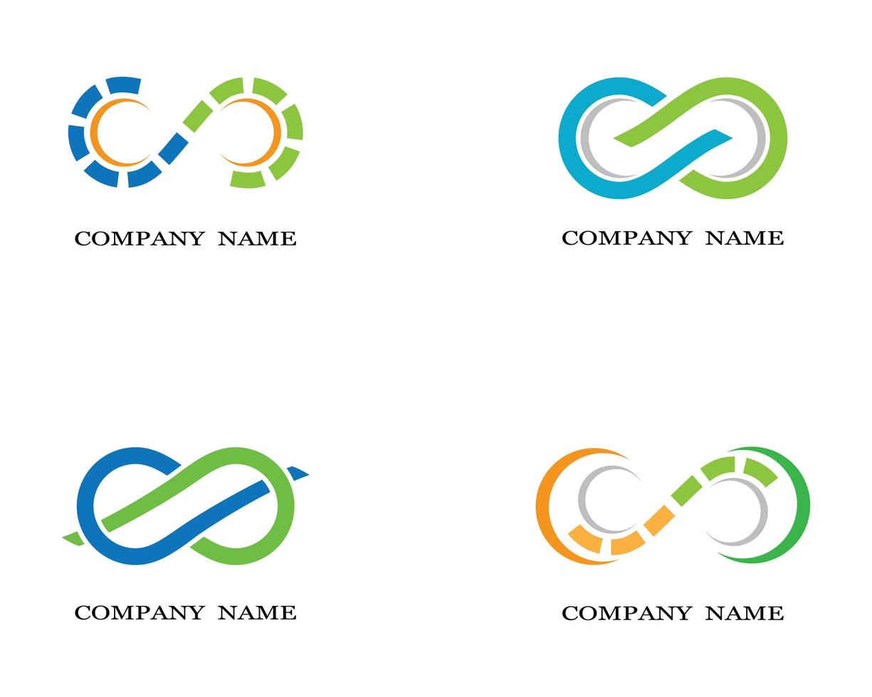blauw, groen, oranje oneindigheidssymbool logo's vector