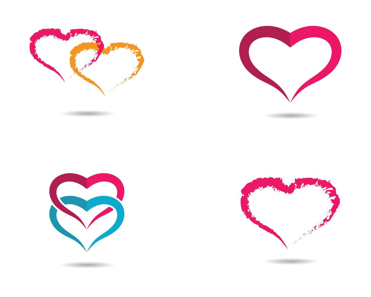 liefde harten in elkaar grijpende logo set vector