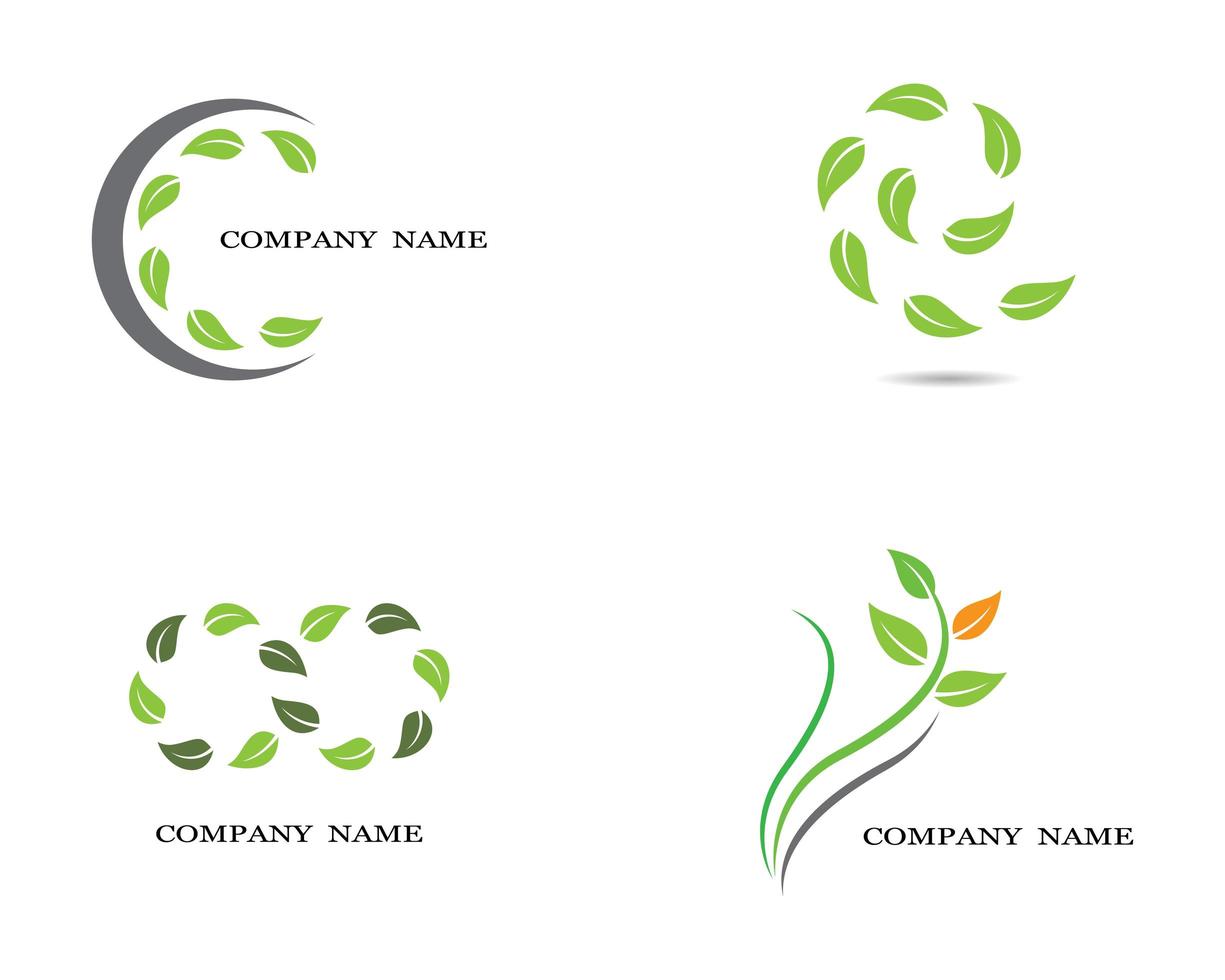 ecologie groen blad logo's set vector