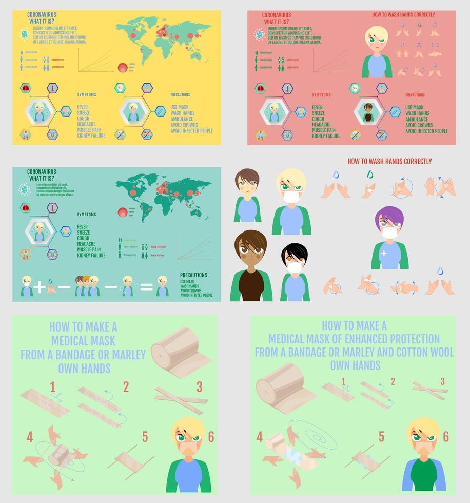 coronavirus infographics instellen vector