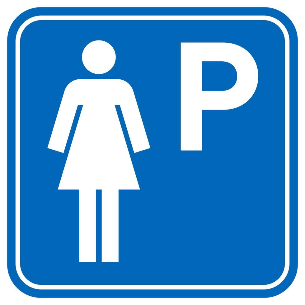 vrouw dame parkeren ruimte groot symbool teken vector