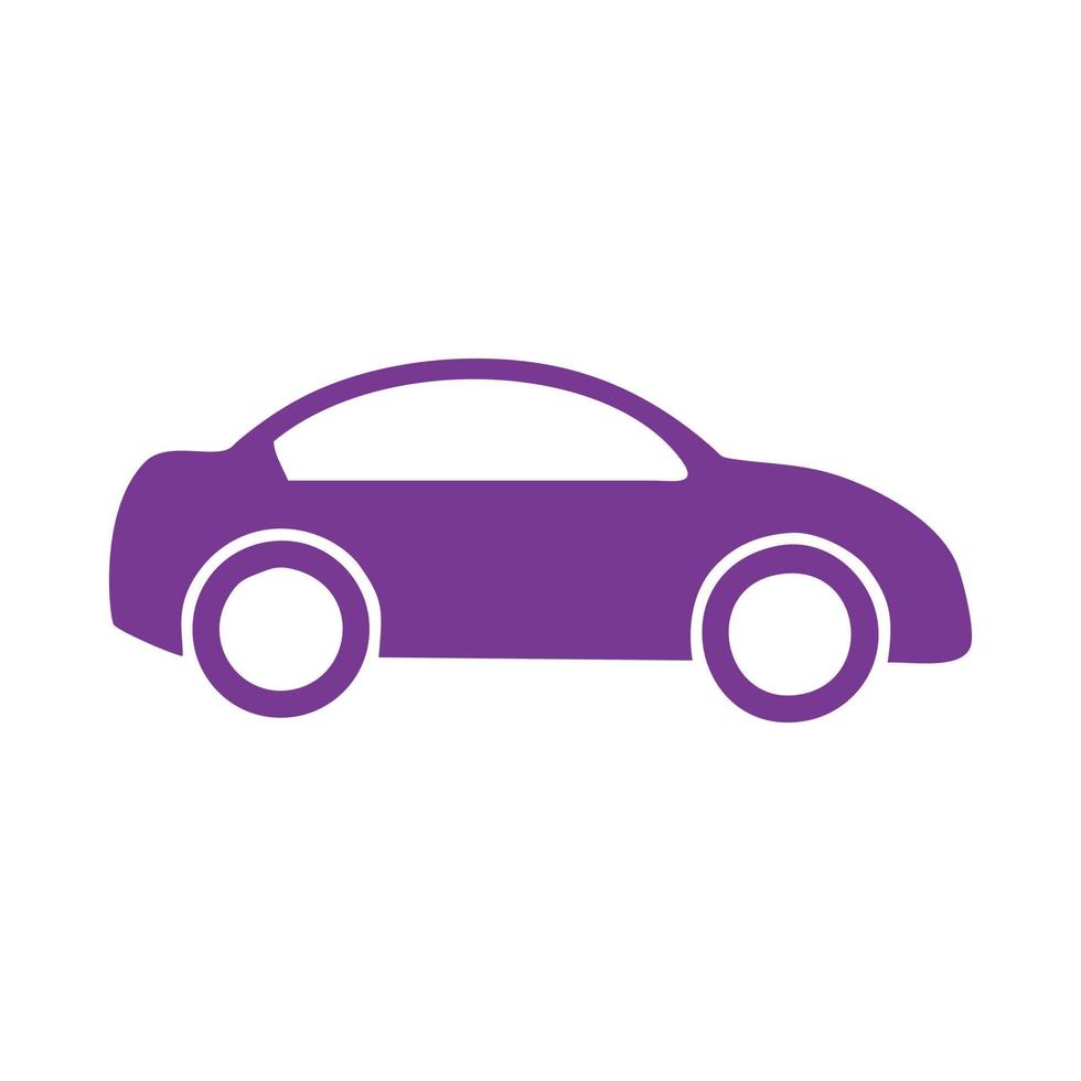 silhouet van schattig tekenfilm speelgoed- auto in Purper. auto illustratie, auto miniatuur, auto imitatie, auto logo. bewerkbare vector