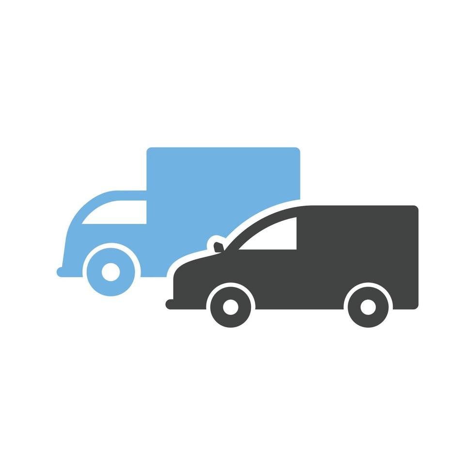 geparkeerd vrachtwagens glyph blauw en zwart icoon vector