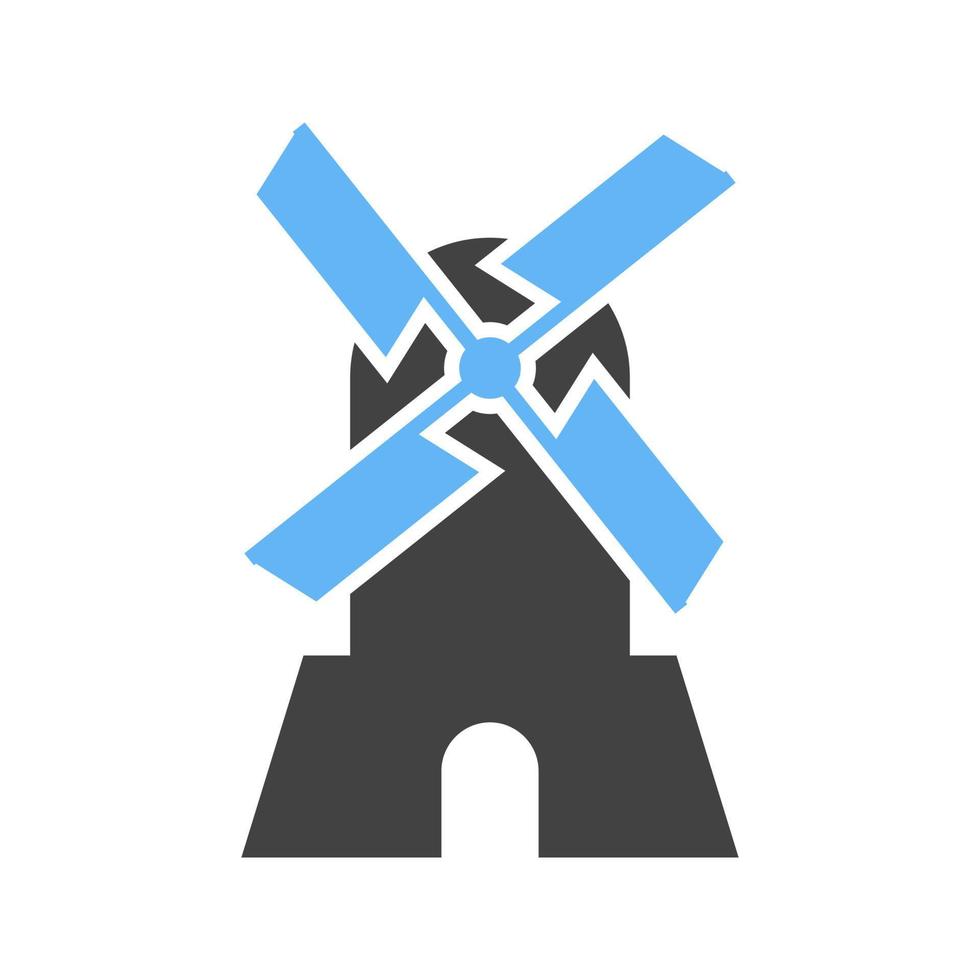 windmolen glyph blauw en zwart icoon vector