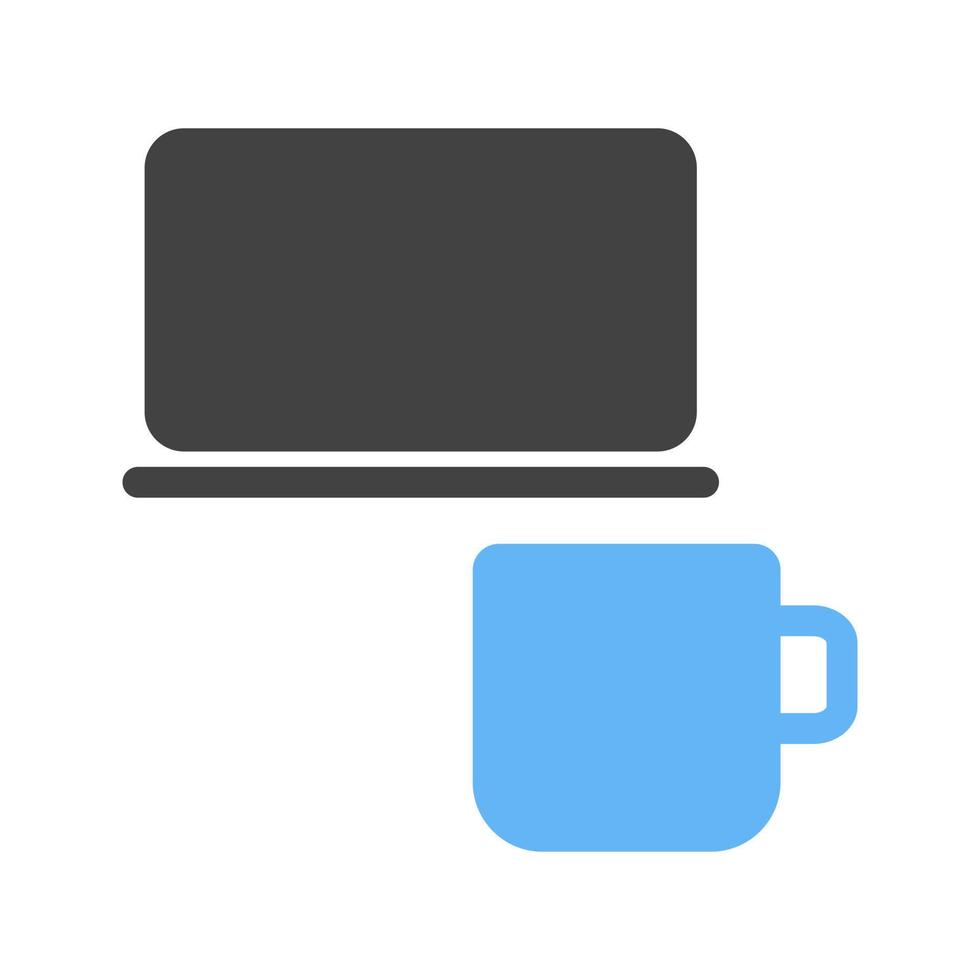 koffie en werk glyph blauw en zwart icoon vector
