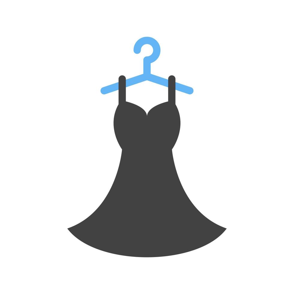 gestikt jurk glyph blauw en zwart icoon vector