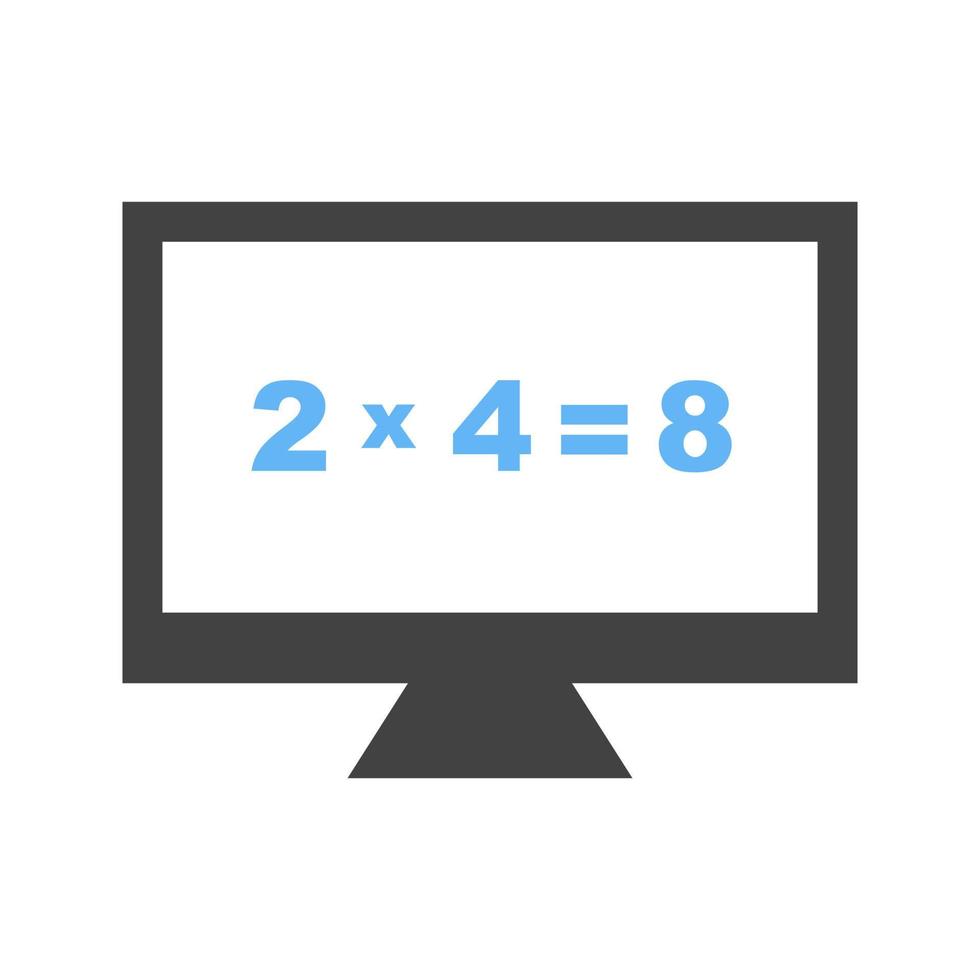wiskunde in computer glyph blauw en zwart icoon vector