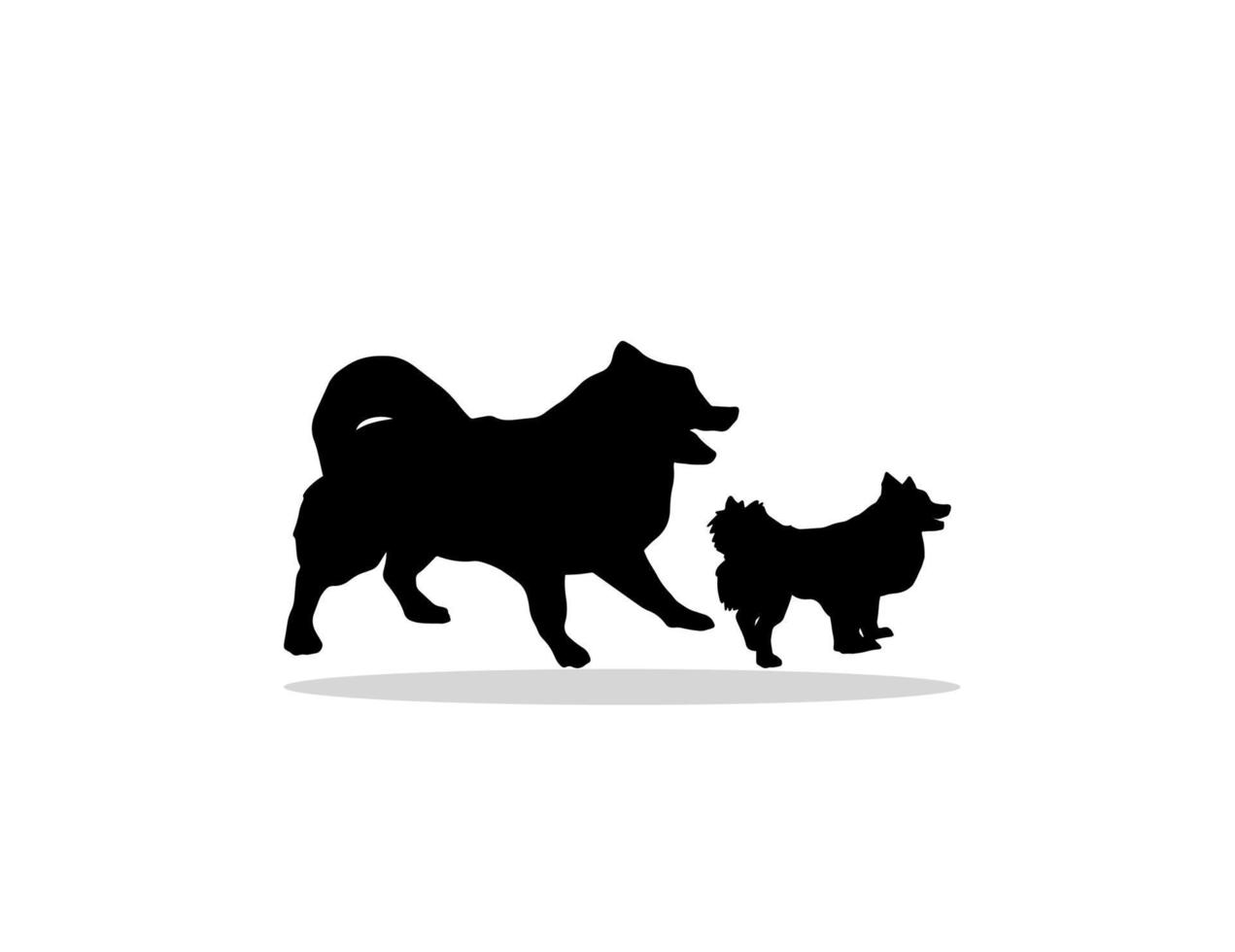 silhouet hondje en puppy Aan wit achtergrond vector