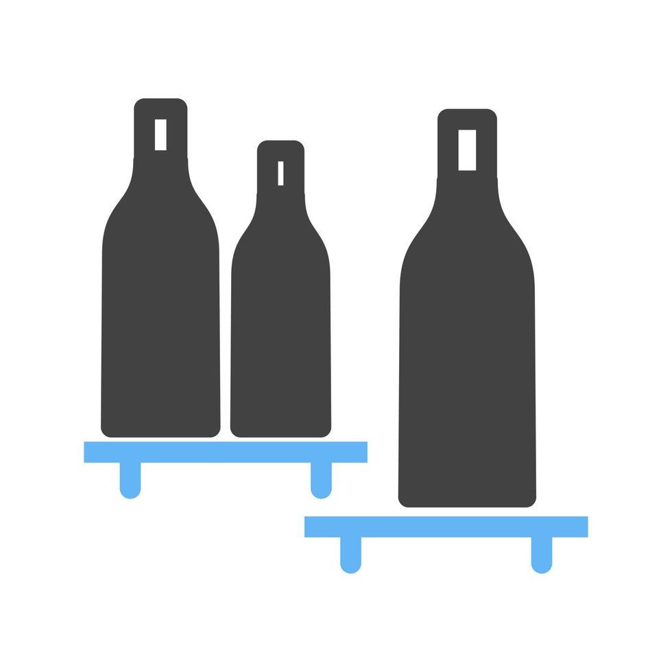 flessen plank glyph blauw en zwart icoon vector