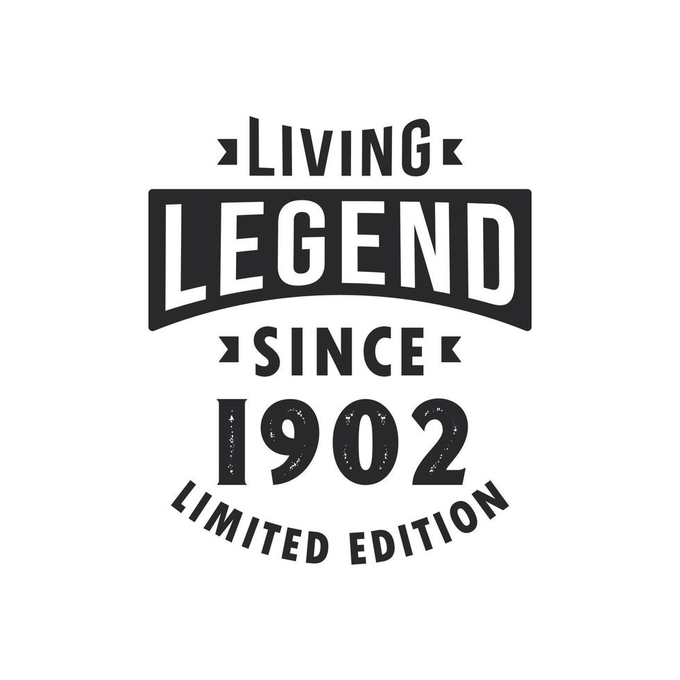 leven legende sinds 1902, legende geboren in 1902 beperkt editie. vector