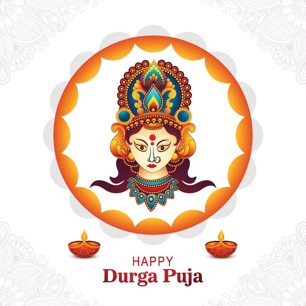 gelukkig durga puja Indisch cultureel festival kaart viering achtergrond vector