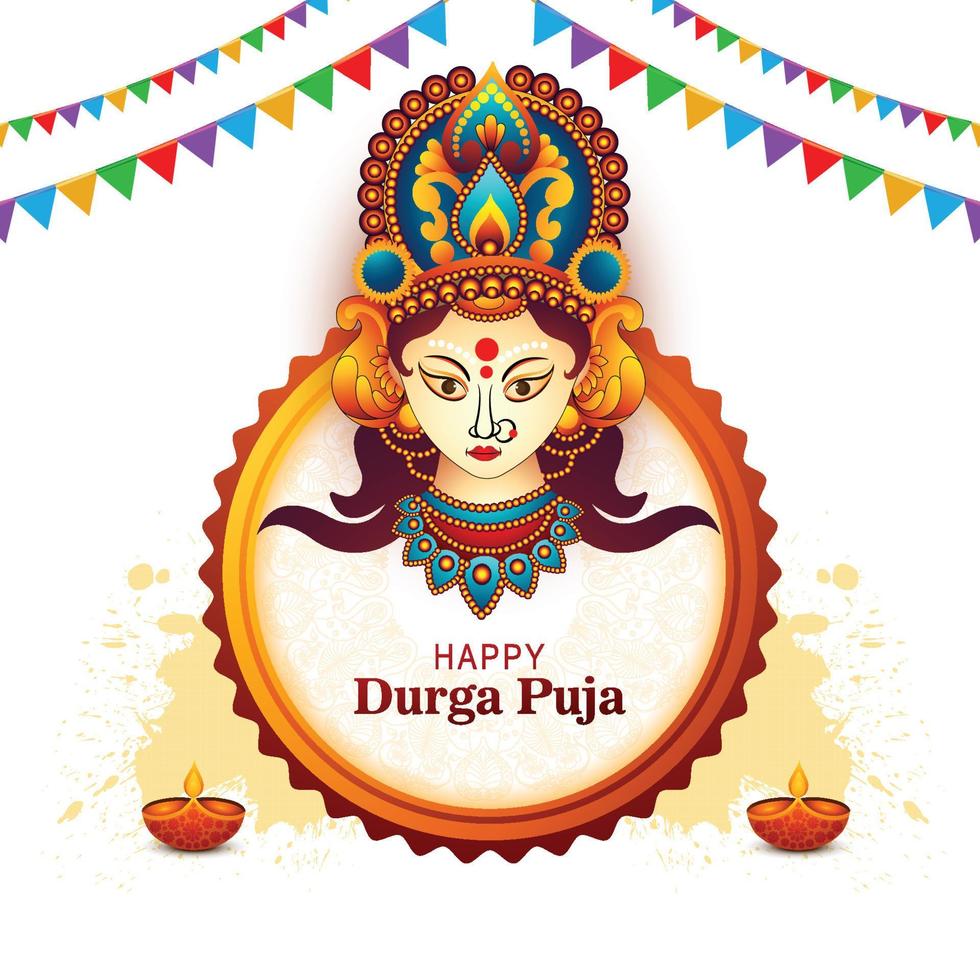 mooi klassiek gelukkig durga puja festival groet kaart achtergrond vector