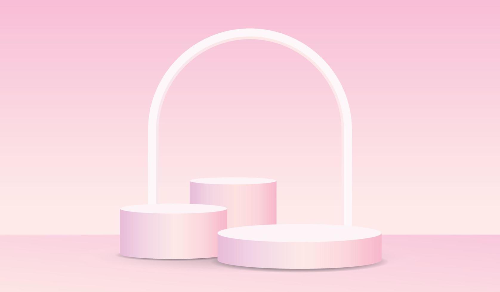 modieus blanco zoet pastel roze geel helling kleur Product Scherm podium stadium met boog 3d illustratie vector voor zetten voorwerp