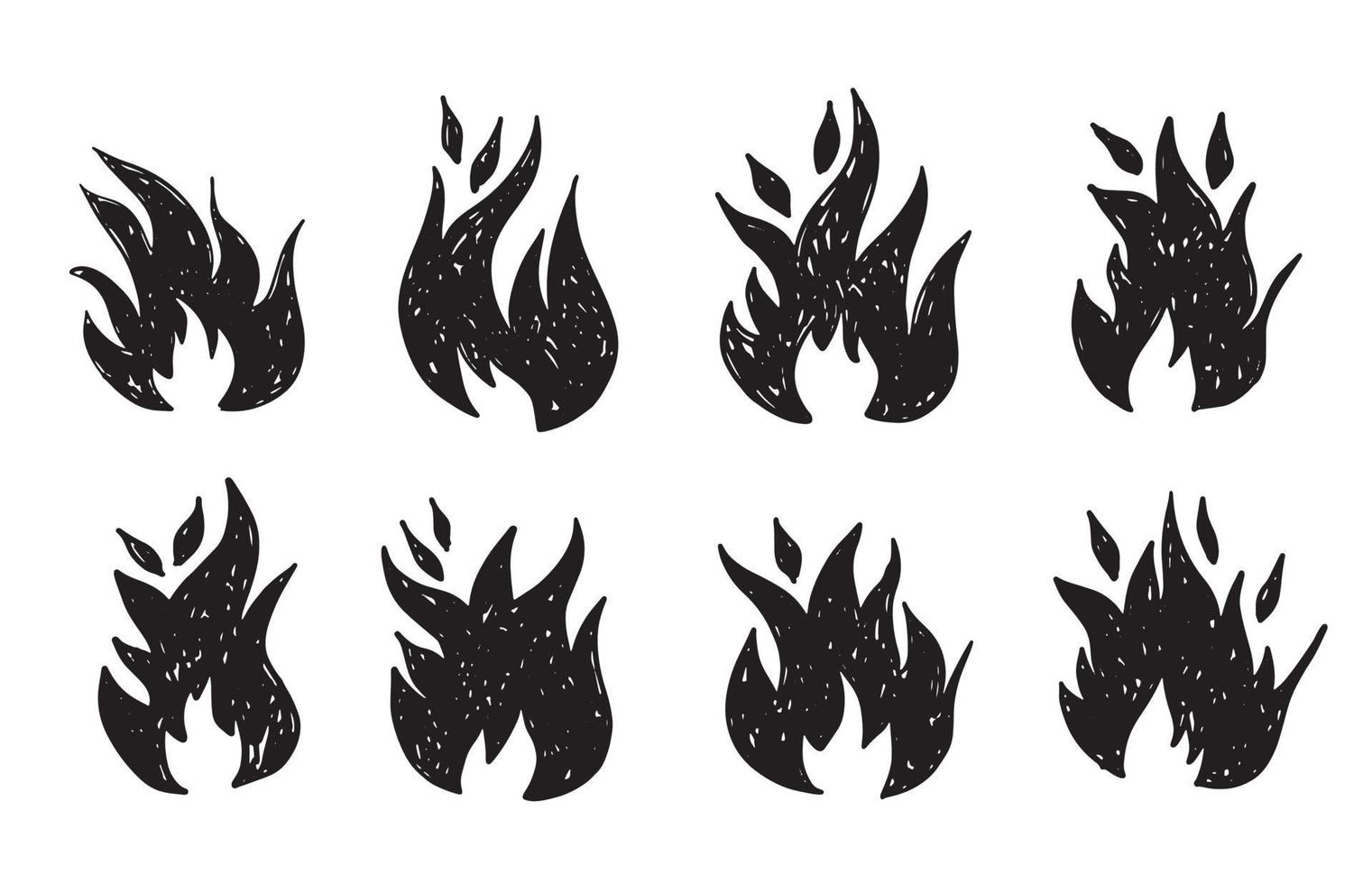 vreugdevuur set, met de hand getekende illustratie, vlam, branden. vector