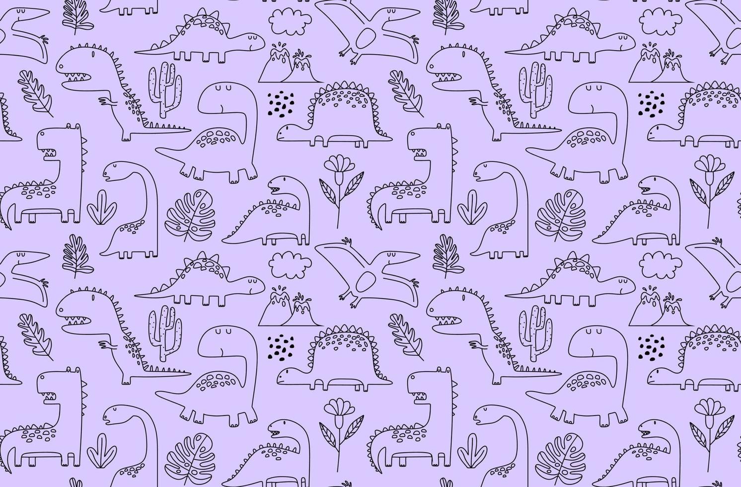 naadloos patroon met hand- getrokken dinosaurussen in Scandinavisch stijl. vector