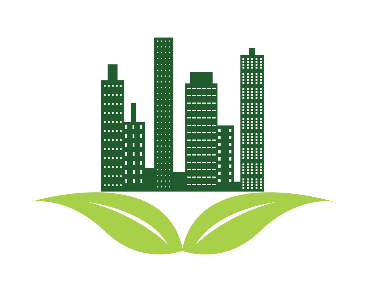 stad eco logo - ecologie en duurzame concept - vector illustratie