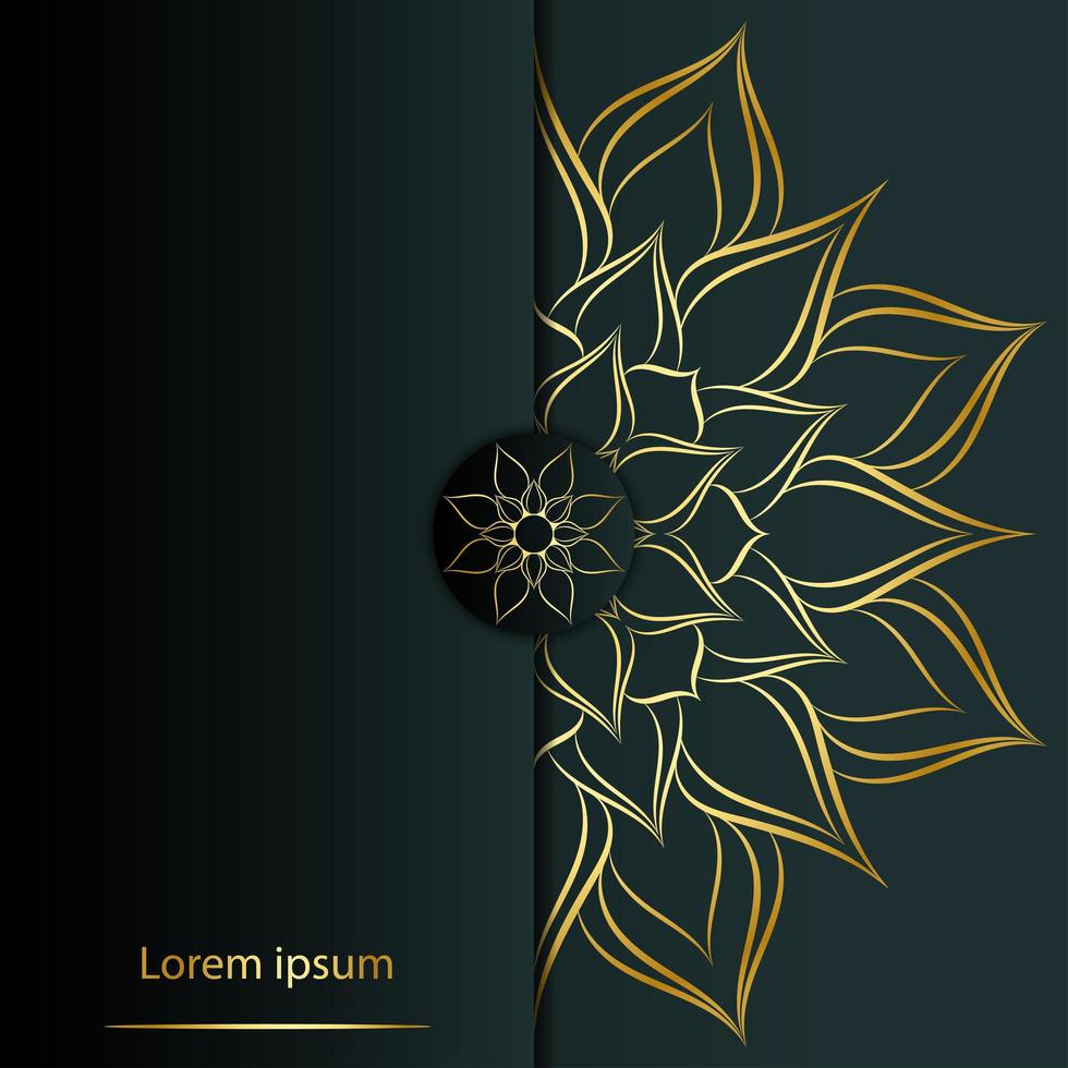 kaart met half gouden bloemen stijl mandala vector